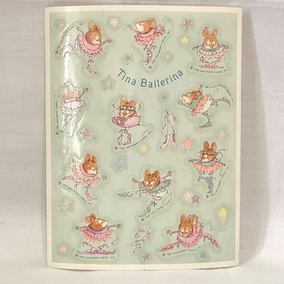Vintage Stickers Hallmark Sticker Sheet 80s Tina Ballerina 1985 Ballet Mouse - Picture 1 of 3